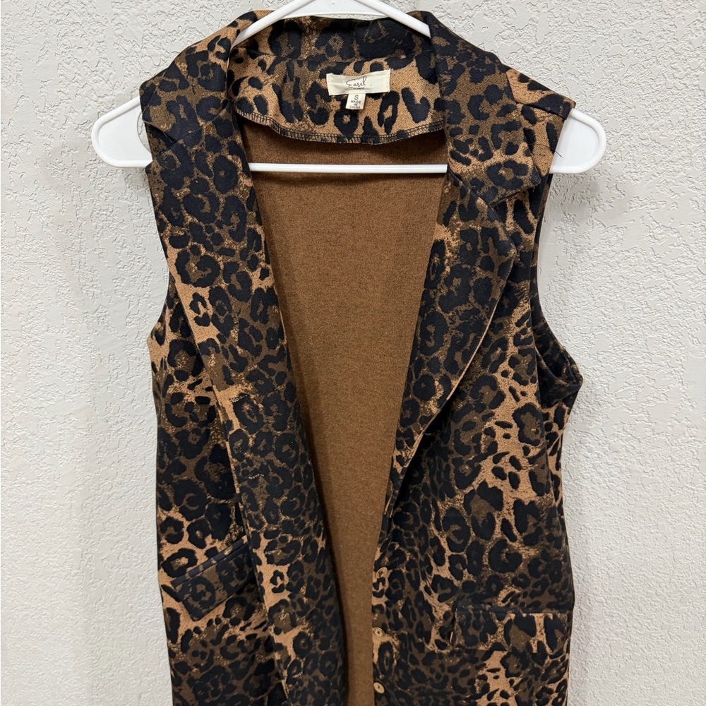 Easel Brown and Black Animal Print Vest
